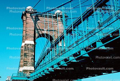 Roebling Suspension Bridge, Landmark, Ohio River, Cincinnati, September 1997
