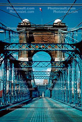Roebling Suspension Bridge, Landmark, Ohio River, Cincinnati, September 1997