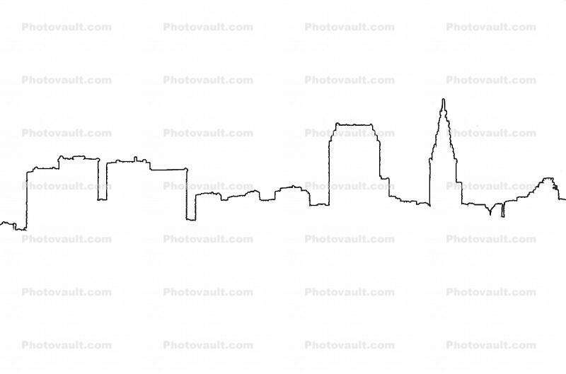 Cleveland Skyline outline, line drawing, shape