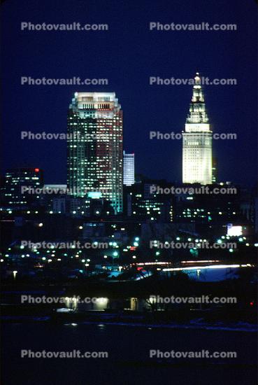 Cleveland Skyline, Buildings, Nighttime