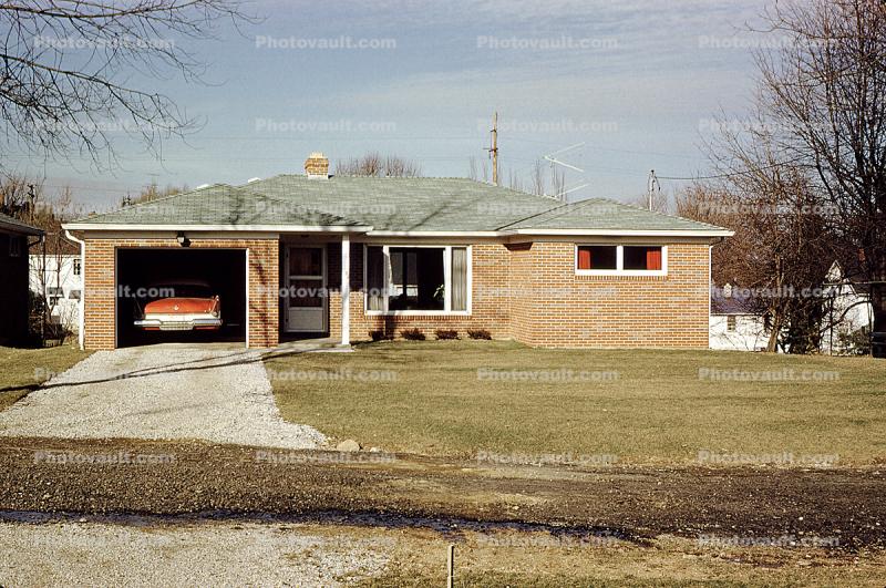 Plymouth Car, house, home, suburbia, 1950s