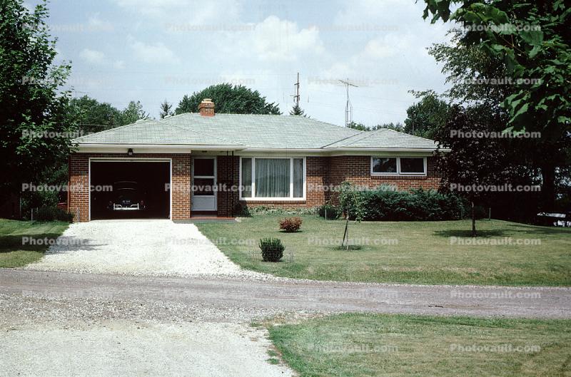 Car, house, home, suburbia, 1950s
