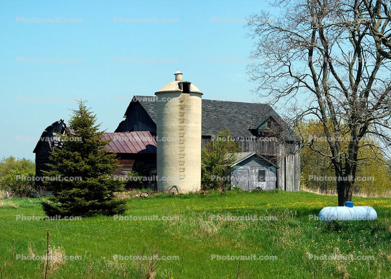 Wooden Barn, Silo, outdoors, outside, exterior, rural, building, Door County, Green Bay Peninsula, Wisconsin