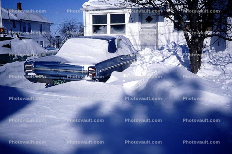 Dodge in the snow, car, automobile, vehicle, December 1978, 1970s