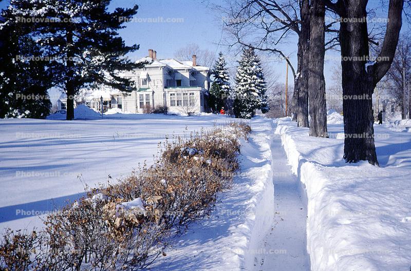 Homes, Mansion, sidewalk, path, Snow, Cold, Ice, Frozen, Icy, Winter