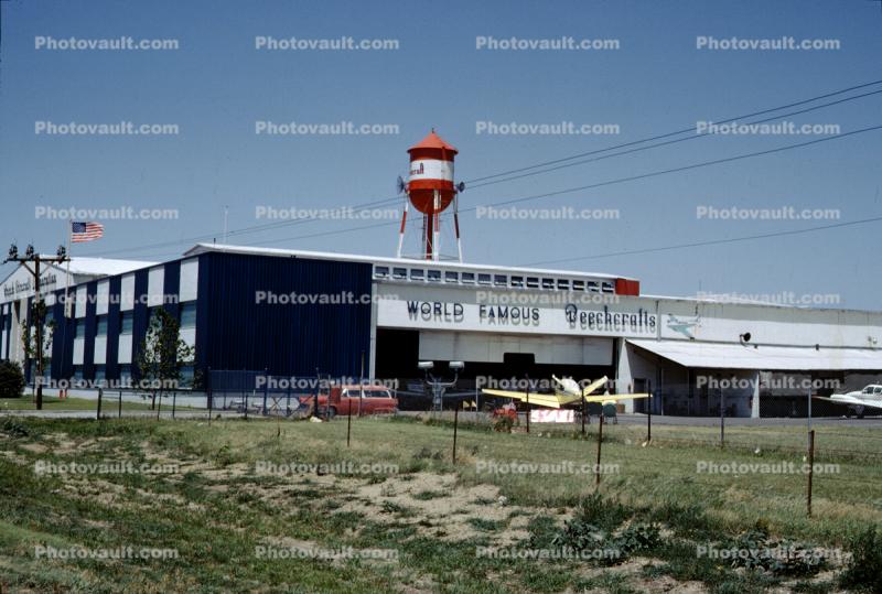 World Famous Beechcraft, water towr, building, manufacturing, 1950s