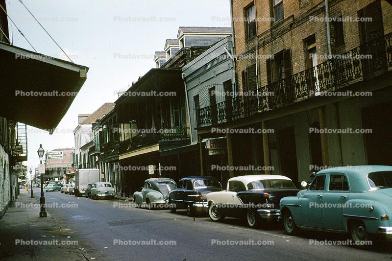 Cars Parked in the French Quarter, New Orleans, 1950s