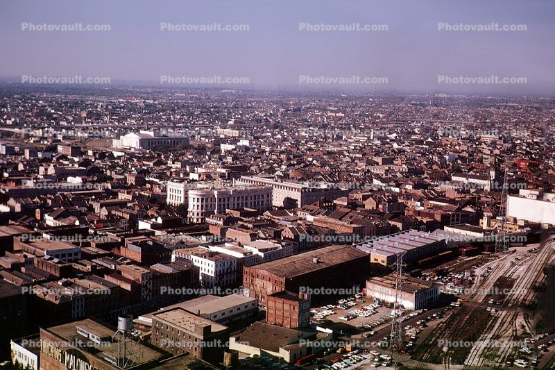 near downtown, buildings, rooftops, 1950s