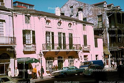 Balcony, Building, automobile, vehicles, Cars, French Quarter, VW-bug, 1960s