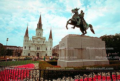 Jackson Square, Horse Statue, Saint Louis Cathedral, Cathedral-Basilica of Saint Louis King of France, French Quarter