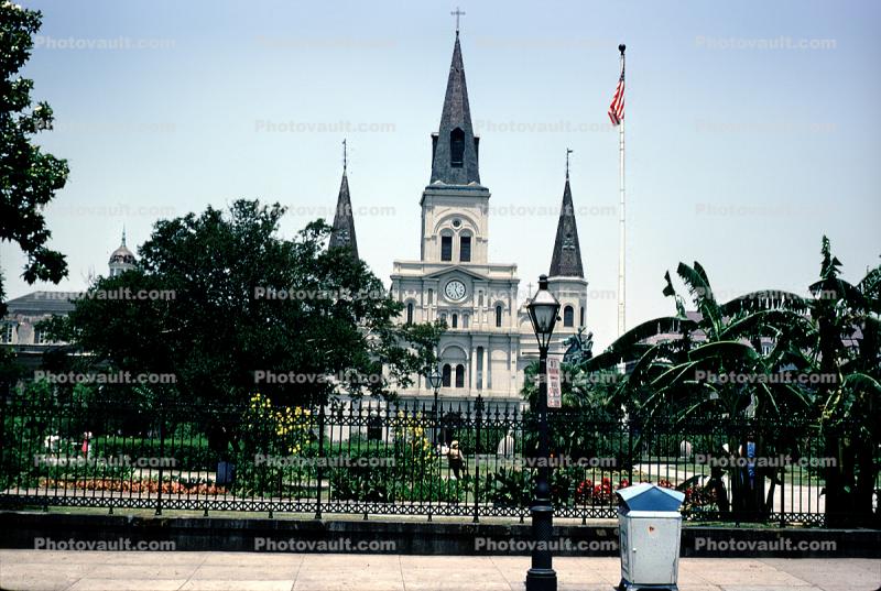 French Quarter, Saint Louis Cathedral, Cathedral-Basilica of Saint Louis King of France, Jackson Square, 1967, 1960s