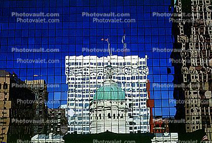 Dome, Courthouse, Building Reflection, Glass, Skyscraper, Downtown, Exterior, Outdoors, Outside