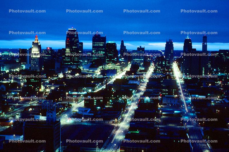 Cityscape, Skyline, Buildings, Skyscraper, Downtown, Streets, Roads, Night, Nighttime, Twilight, Dawn, Morning, Outdoors, Outside, Exterior