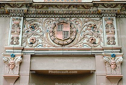 47th Street, Tilework, Tile, bar-relief, crest, shield, ornate, faces, opulant, frieze