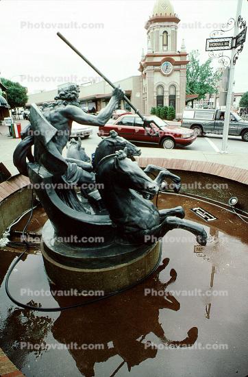 Neptune Fountain, Horse chariot, Reflection, Pond, Trident, Water Fountain, aquatics, Statue, Statuary, Sculpture, The Plaza
