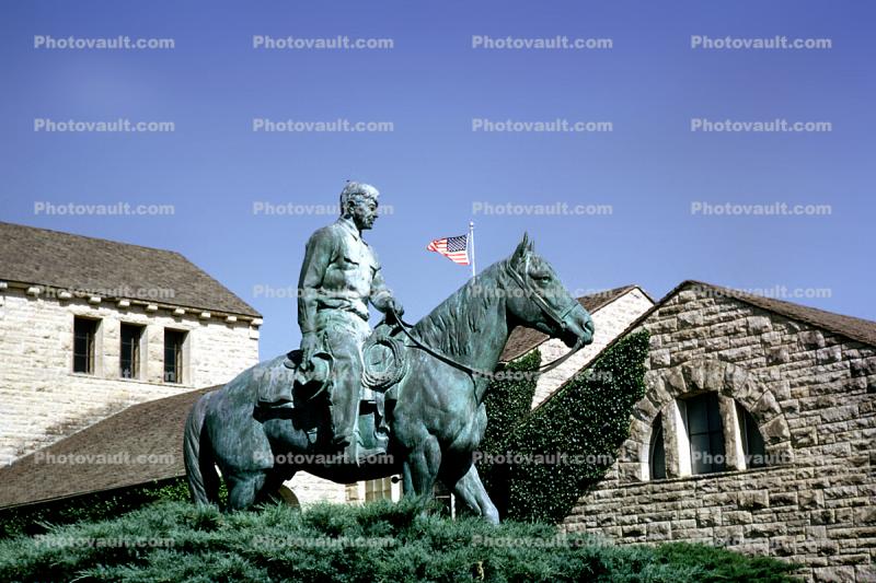 Horse statue, statuary, Sculpture, art, artform, Will Rogers Memorial, building, museum, Claremore, July 1964, 1960s