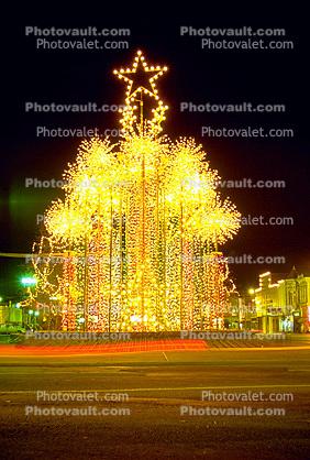 night, nightime, decorated buildings, star, lights, Hot Springs, Garland County
