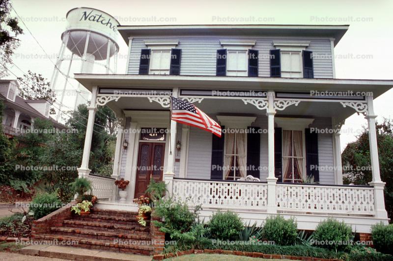 Water Tower, porch, home, house, single family dwelling unit, building, domestic, domicile, residency, housing, Natchez
