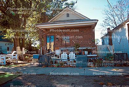 Brick tilting House, Home, Building, sidewalk, 22 October 1993