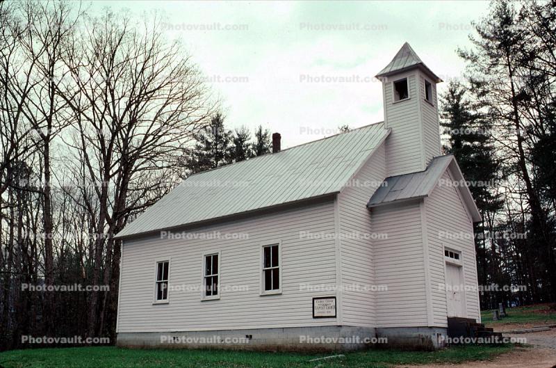 Missionary Baptist Church, building, bell tower, Cades Cove