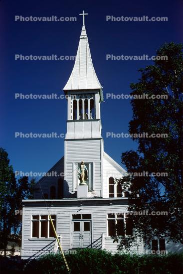 Immaculate Conception Church, steeple, cross, building, Roman Catholic Church, Fairbanks