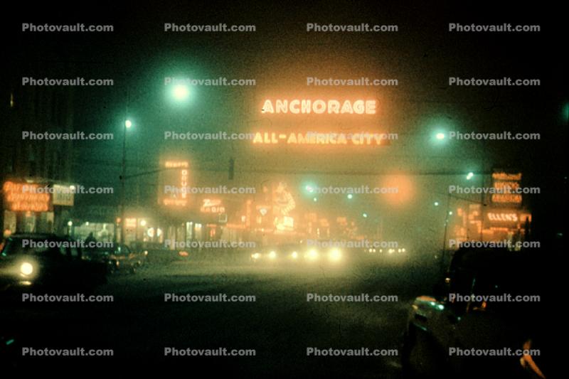 night, nighttime, neon, Anchorage All-America City