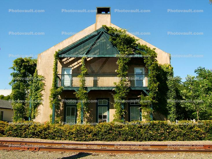 Ivy, Hedge, Porch, Railroad Tracks