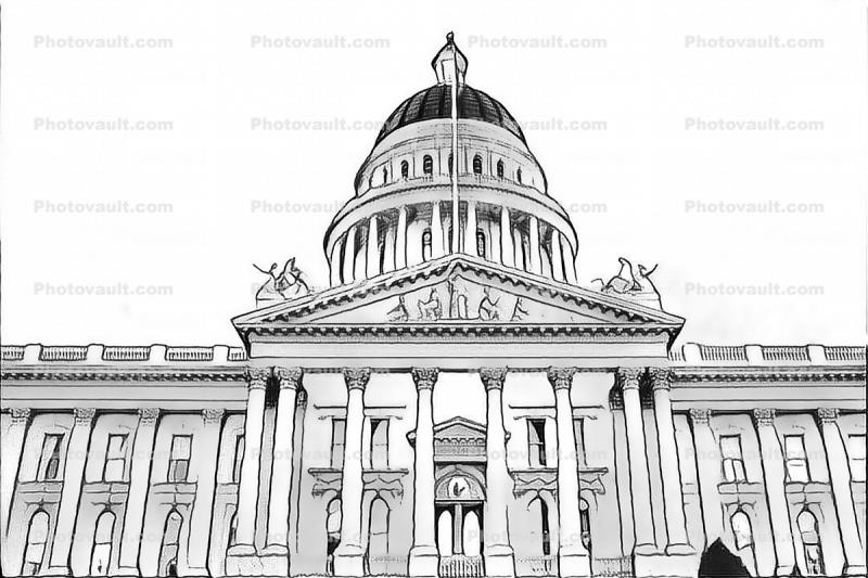 California State Capitol Pencil Sketch, Abstract