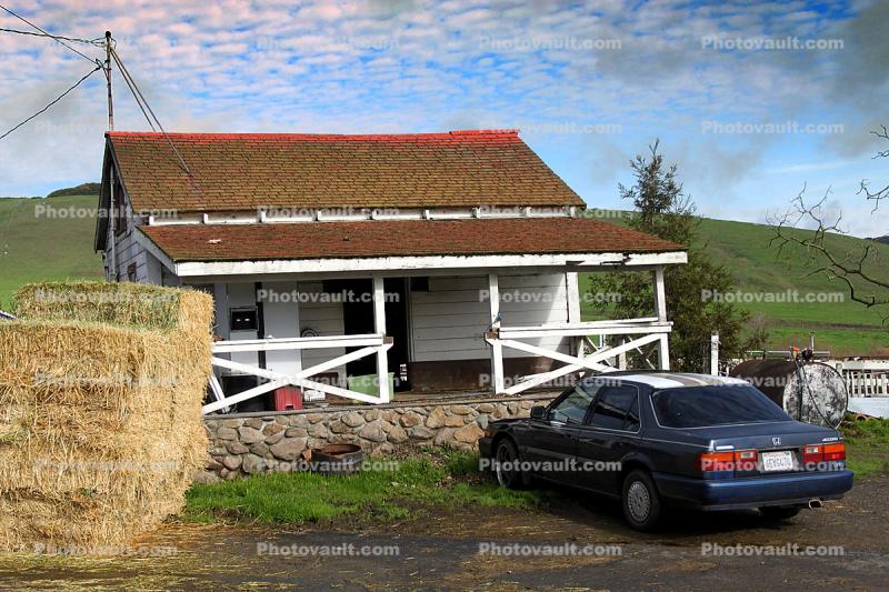 Car, Cottage, Hay, Building, House, Home, Two-Rock, Sonoma County
