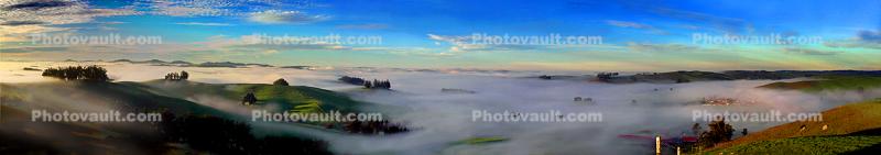 Hills, Fog, Morning, Clouds, Valley, Panorama
