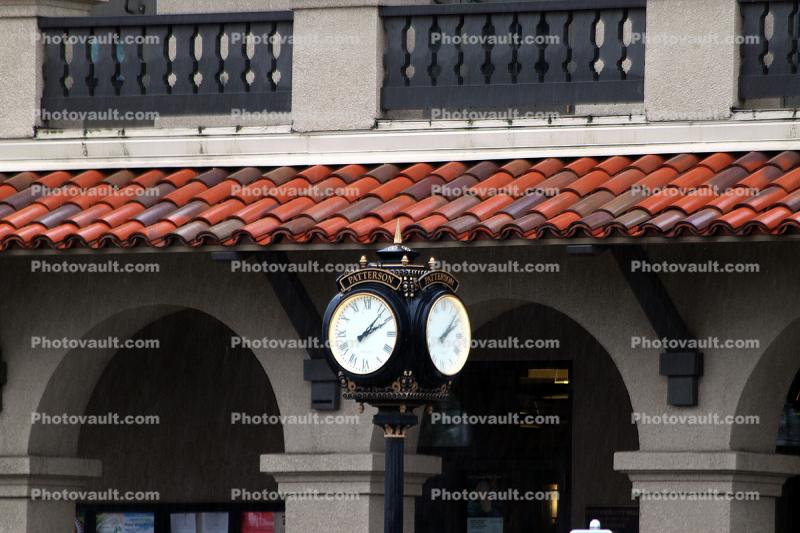 City Hall, Patterson, Stanislaus County, outdoor clock, outside, exterior, building