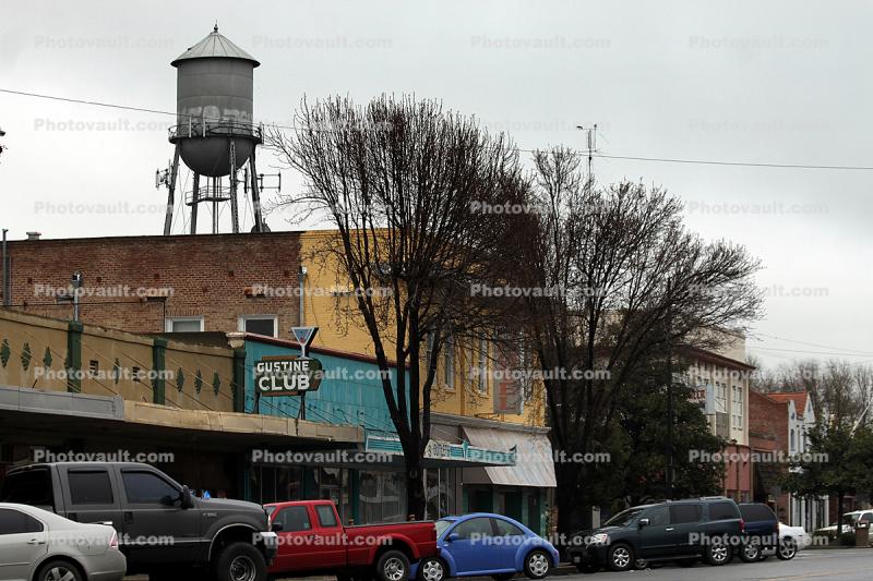 Gustine Club, Water Tower, Cars, Merced County