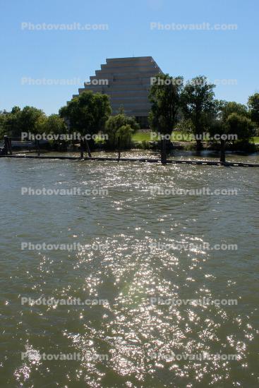 Sacramento River, Ziggurat Building, Riverfront Park, West Sacramento