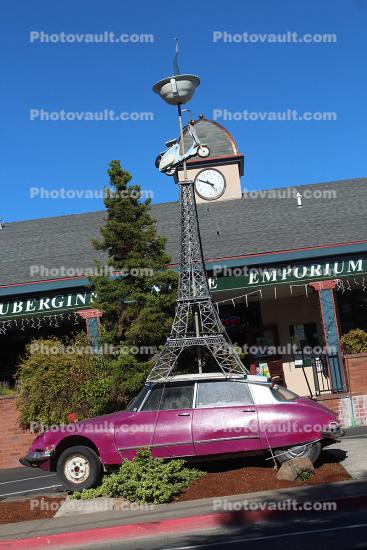 Aubergine Vintage Emporium & Cafe, landmark building, Citreon car, Eiffel Tower, building