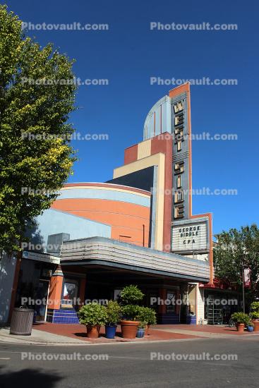 West Side Movie Theater, downtown, building, art-deco, marquee, Gustine, Merced County