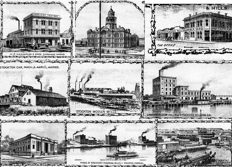 Stockton landmark buildings, 1890's