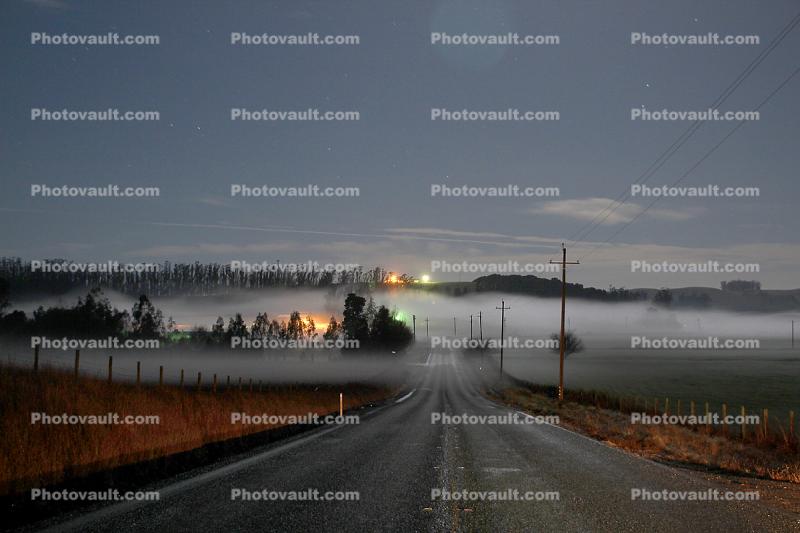 Early Morning Moonlit Fog, Hills