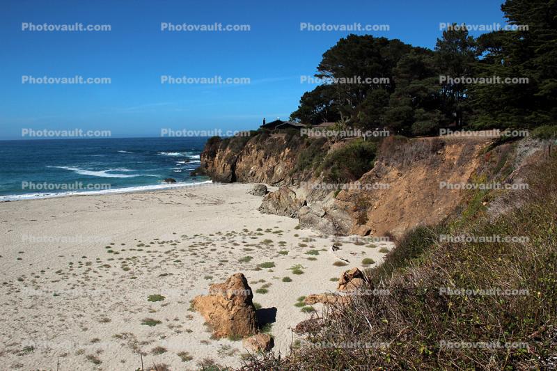 Beach, sand, cliffs, Pacific Ocean, Fort Bragg, Mendocino County