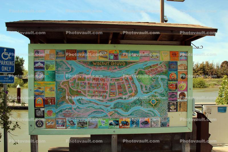 Walnut Grove, Sacramento River Delta, Signage, Map