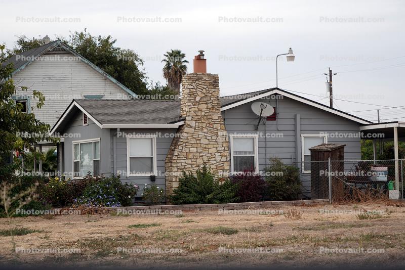 Home, House, Stone Chimney, Westely, Stanislaus County