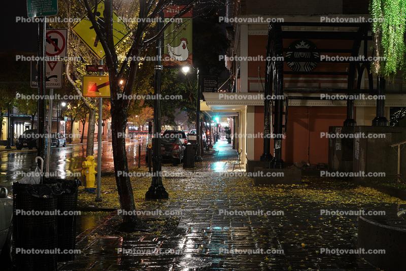 Downtown, Night, Nighttime, Rain