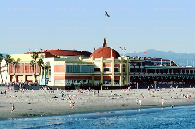 beach, sand, Pacific Ocean, water, the Santa Cruz Amusement Park, boardwalk, Pavilion, Landmar, April 1984, 1980s