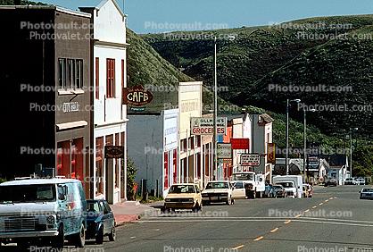 Tomales, Pacific Coast Highway-1, PCH, Cars, automobile, vehicles, Marin County, 12 May 1986