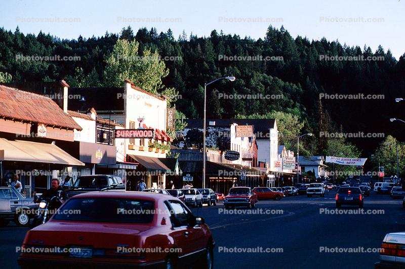 Shops, Calistoga, buildings, cars, stores, downtown, 11 April 1987