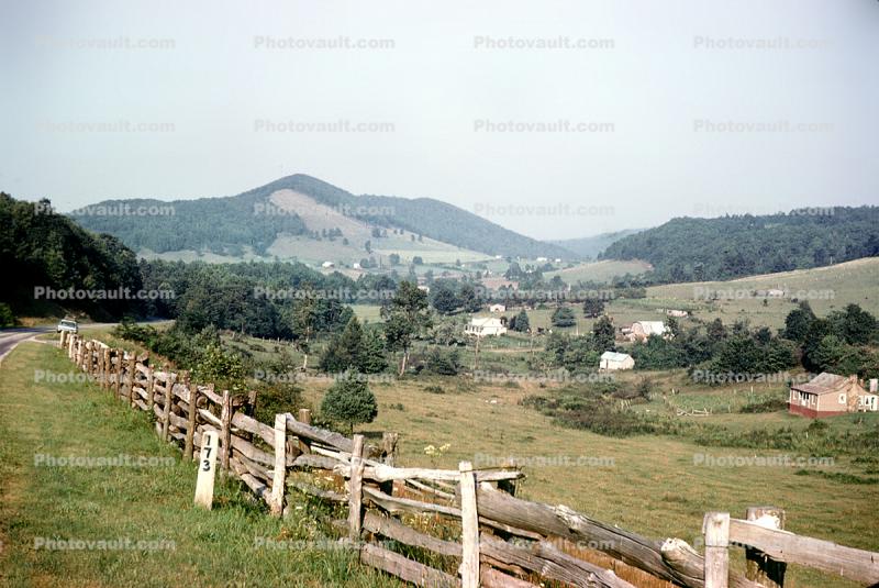 Countryside with Wooden Fence, Valley