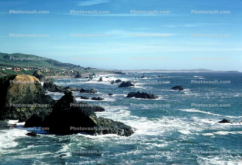 Coastline, north of, Bodega Bay, Pacific Ocean, Sonoma County, 1978, 1970s