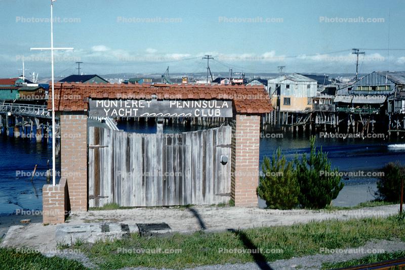 Monterey Peninsula Yacht Club gate, piers, 1950s