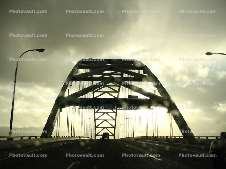 Fremont Bridge, Interstate I-405, Willamette River, Multnomah County, Oregon, Steel through arch bridge