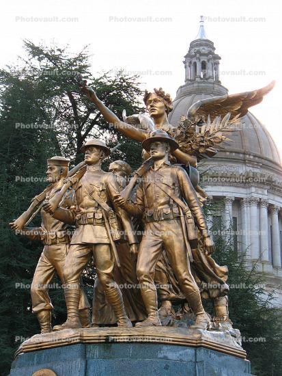 Soldiers and an Angel Statue, landmark, Olympia