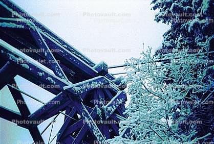 Nisqually River wooden Suspension Bridge, Longmire village, Mount Rainier National Park